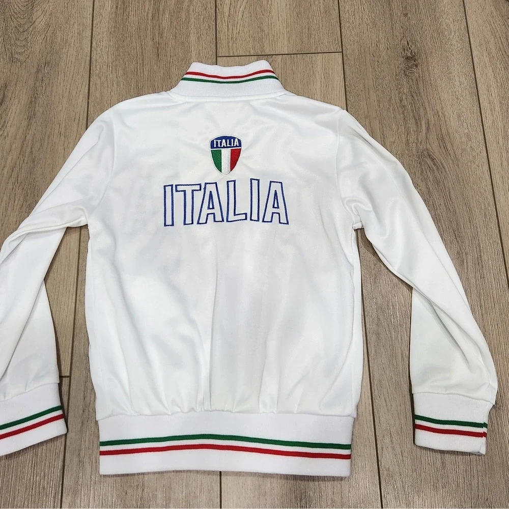 Italia Kids Soccer‎ Futbol Track Jacket White Zip Up Embroidered Italy Size 5/6